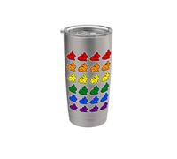 Drôle Lapin Pixel Art arc-en-ciel LGBT Couleurs Drapeau Gobelet isotherme en acier inoxydable double paroi