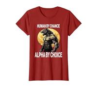 Drôle Loup Human by Chance Alpha by Choice T-Shirt, Femme, Canneberge, L