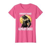 Drôle Loup Human by Chance Alpha by Choice T-Shirt, Femme, Rose Chiné, XL