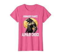 Drôle Loup Human by Chance Alpha by Choice T-Shirt, Femme, Rose Chiné, XS