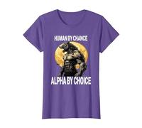 Drôle Loup Human by Chance Alpha by Choice T-Shirt, Femme, Violet Chiné, 3XL