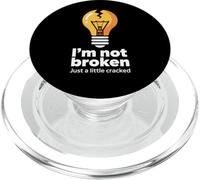Drôle Memes Texte Funny I'm Not Broken Just A Little Cracked PopSockets PopGrip pour MagSafe