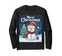 Drôle Mignon Bonhomme de Neige Bonnet de Père Noël Noël Manche Longue