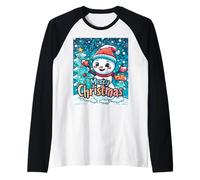 Drôle Mignon Bonhomme de Neige Bonnet de Père Noël Noël Manche Raglan
