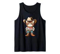 Drôle mignon Country Western Cat Cowboy Kawaii Anime Amoureux des chats Débardeur