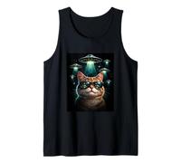 Drôle Mignon et Fier Chat UFO Invasion Conspiracy Débardeur