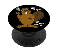 Drôle Mignon Heureux Gros Ventre Castor Disant au Revoir - PopSockets PopGrip Adhésif
