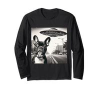 Drôle OVNI bouledogue français selfie extraterrestre Frenchie Manche Longue