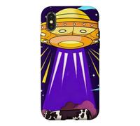 Drôle OVNI Vache Extraterrestre enlèvement Ciel Nocturne Coque pour iPhone X/XS