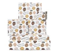 Drôle Papier Cadeau Blanc - 6 Feuilles With Grincheux Old Mens Club Visages Pour Papa, Grand-père & Amis Anniversaire Noël Rassemblements, Retirement Parties, Événements By Central 23