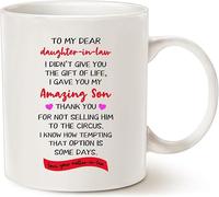 Drôle pour belle-fille, à ma chère belle-fille, je ne t'ai pas donné la vie, je t'ai donné mon fils incroyable... Aime ta belle-mère, tasse à café, blanche, 11 oz