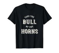 Drôle Prenez Le Taureau par Les Cornes T-Shirt Graphique avec Valeur, Homme, Noir, XL
