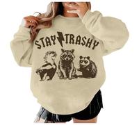 Drôle raton laveur bohème esthétique mignon Stay Garbage surdimensionné Sweat à capuche raton laveur, beige, XXL