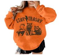 Drôle raton laveur bohème esthétique mignon Stay Garbage surdimensionné Sweat à capuche raton laveur, Orange, L