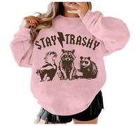 Drôle raton laveur bohème esthétique mignon Stay Garbage surdimensionné Sweat à capuche raton laveur, Rose, XXL