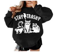 Drôle raton laveur bohème esthétique mignon Stay Garbage surdimensionné Sweat à capuche raton laveur, Noir , XL