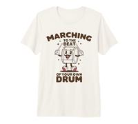 Drôle Rétro Vintage Femmes Batteur Marching Drumming Drum T-Shirt Haut de Gamme