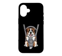 Drôle Saint Bernard Chiot dans Un Porte-bébé Amoureux des Chiens Coque pour iPhone 16