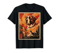 Drôle Saint Bernard Meme Mignon Vintage Rétro Art Japonais T-Shirt