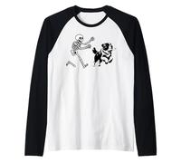 drôle Saint Bernard Running Skeleton Halloween Manche Raglan