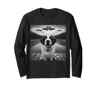 Drôle Saint Bernard Selfie OVNI Vaisseau Spatial Alien Amoureux des Chiens Manche Longue