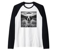 Drôle Saint Bernard Selfie OVNI Vaisseau Spatial Alien Amoureux des Chiens Manche Raglan