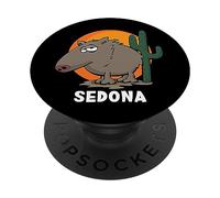 Drôle Sedona Arizona Javelina Animal du désert avec Coucher de Soleil PopSockets PopGrip Adhésif