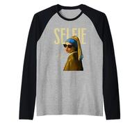 Drôle Selfie Parodie Fille avec Une Boucle d'oreille Perle Manche Raglan