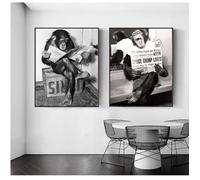 DrôLe Singe Affiche Et Lecture Entreprise Journal Toile Tableau Peinture Toilettes DéCor Noir Blanc Animal Murale 40x50cm Sans