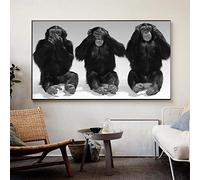 Drôle Singe Art Peintures Murales Impression Sur Toile Trois Singes Animal Photo Affiches Et Estampes Peinture Décor À La Maison 70x122cm (27 "x48") Sans Cadre
