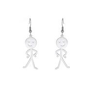 Drôle Smiley Doigt Du Milieu Graffiti Dangle Boucles D'oreilles Personnalisé Cool Gestes Collier Punk Créative Unique À La Main Déclaration Amitié Bijoux Femmes Hommes (argent1)