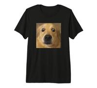 Drôle surpris Golden Retriever Face Flou Meme T-Shirt Haut de Gamme