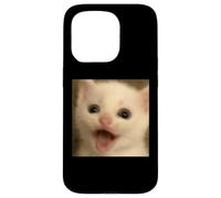 Drôle Surprise Chat Blanc Flou Photo Meme Coque pour iPhone 15 Pro