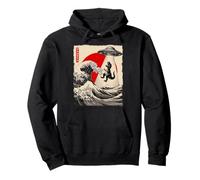 Drôle T-Rex UFO Abduction Great Wave Kanagawa Anime T-Rex Sweat à Capuche