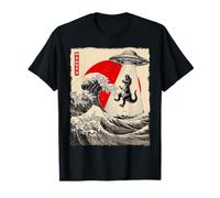 Drôle T-Rex UFO Abduction Great Wave Kanagawa Anime T-Rex T-Shirt