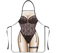 Drôle Tablier Grill Barbecue Tablier pour Hommes,Tabliers de Barbecue de Chef de Cuisine Cadeau D'anniversaire de Noël pour Mari, Femme, Papa, Maman, Amis (Blanc-Sexy Lace Noir)