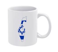 Drôle Tasses de Petit déjeuner Carte du drapeau d'Israël Tasse Aquarelle tasses en porcelaine pour Collègue décorer 330ml
