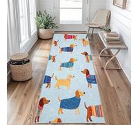 Drôle Teckel Tapis de Couloir Mignon Chien Tapis de Couloir Long 80 x 150 cm Passage Antidérapant Lavable en Machine D'entrée Chambre Salon Descente de Lit Poil Ras Rug I&77