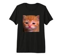 Drôle Triste Orange Chat Chaton Flou Meme Photo T-Shirt Haut de Gamme