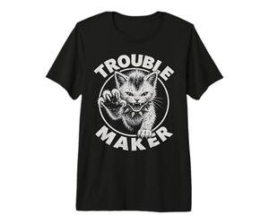 Drôle Troublemaker Cat Rock Hand Punk Rebel Garçons Filles Enfants T-Shirt Haut de Gamme