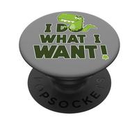 Drôle Tyrannosaure Do What I Want Dinosaure Mignon Dinosaure Vert PopSockets PopGrip Adhésif