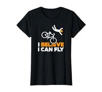 Drôle Vélo Cycliste Cyclisme I Believe i Can Fly T-Shirt, Femme, Noir, L