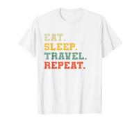 Drôle Voyageur Amoureux de Voyager Mangez Dormir Voyage Répéter T-Shirt, Homme, Blanc, L