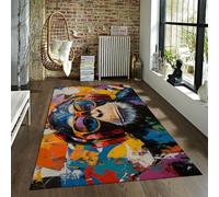 Drôles d’Animaux Gorilles Tapis Art Abstrait Modernes Graffiti Tapis d’Impression de Motif de Singe coloré pour Salon Salle de Jeux 80x150cm