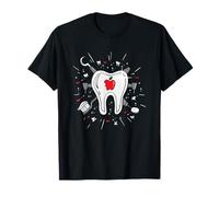 Drôles de fournitures dentaires Vêtements de mode - T-Shirt Femme Noir Imagerie des molaires - Illustration du dentiste - Assistant T-Shirt Femme Taille S Manche courte Classic Printemps, Été