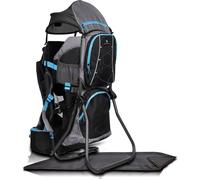 DROMADER Porte-Bébé Randonnée - Sac à Dos Porte Bébé Confortable Dorsal jusqu'à 22kg avec Pare-Soleil, Protection Pluie, Poche Isolante, Matelas à Langer - Cadre Pliable à Une Main - Noir et Bleu