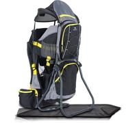 DROMADER Porte Bébé-Randonnée - Sac à Dos Porte Bébé Confortable Dorsal jusqu'à 22kg avec Pare-Soleil, Protection Pluie, Poche Isolante, Matelas à Langer - Cadre Pliable à Une Main - Noir et Jaune
