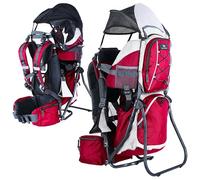 DROMADER Porte-Bébé Randonnée - Sac à Dos Porte Bebe Confortable Dorsal jusqu'à 22kg avec Pare-Soleil, Protection Pluie, Poche Isolante, Matelas à Langer - Cadre Pliable à Une Main - Rouge