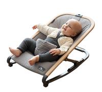 DROMADER Transat Bébé - avec Arche à Jouets - Balancelle pour Enfants Naissance Jusqu’à 9 kg de Poids - Chaise avec 3 Positions d'Inclinaison - Gris