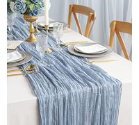 DROMCOM Lot de 2 chemins de table Cheesecloth, 90 cm x 300 cm, bleu poussiéreux